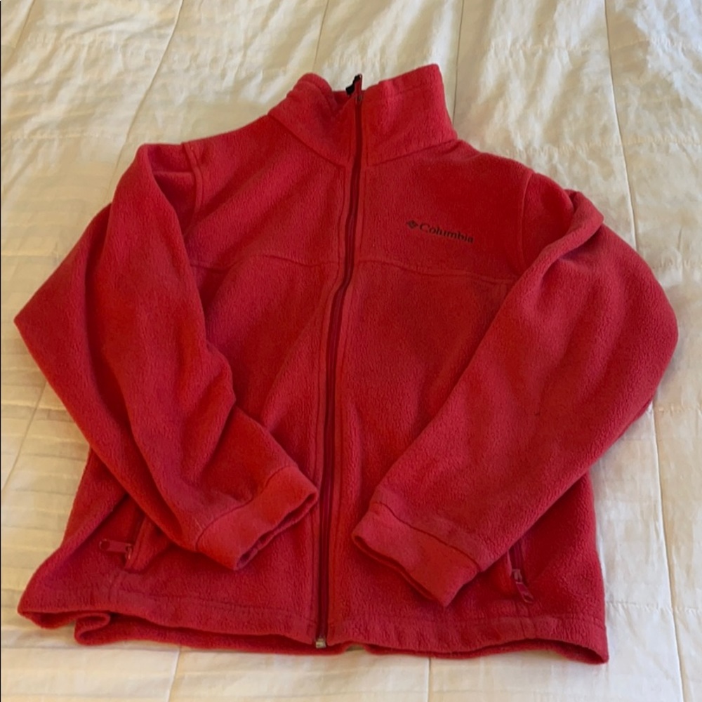bright red Columbia fleece